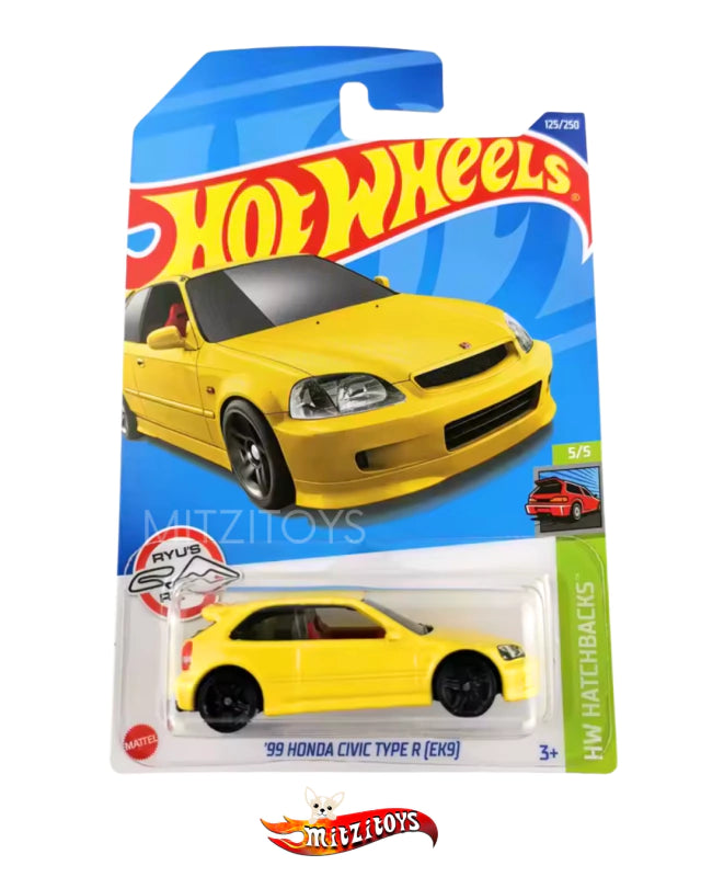 '99 Honda Civic Type R EK9 Amarillo - Hot Wheels Basico