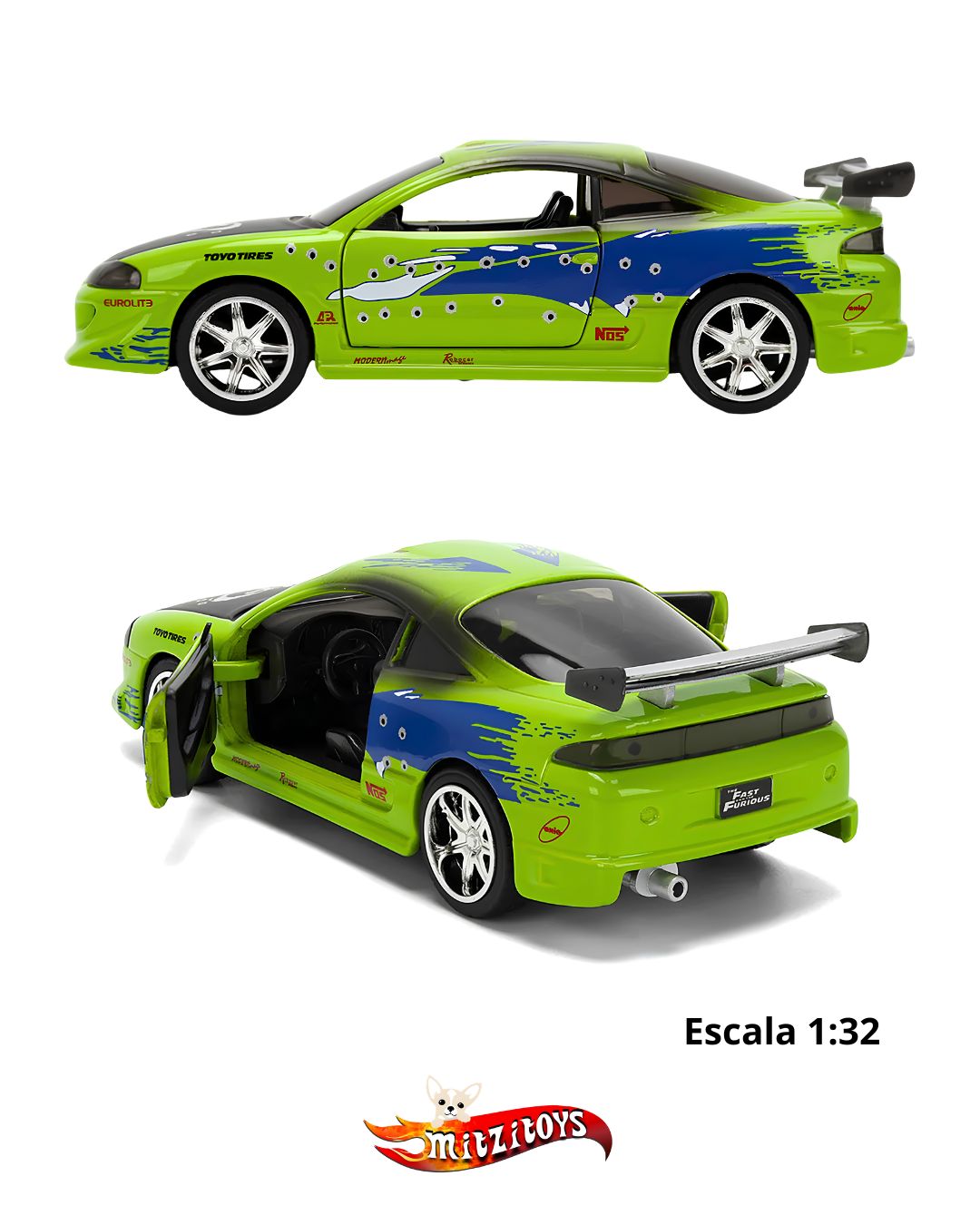 Brian's Mitsubishi Eclipse Fast & Furious (Escala 1:32) - Jada Toys