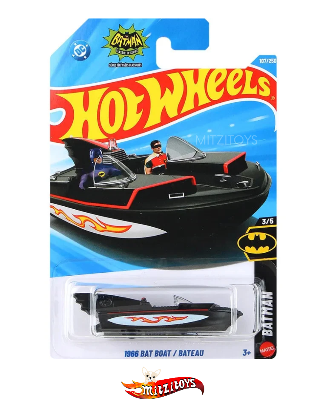 1966 Bat Boat Negro Batman (3/5), Hot Wheels Básico