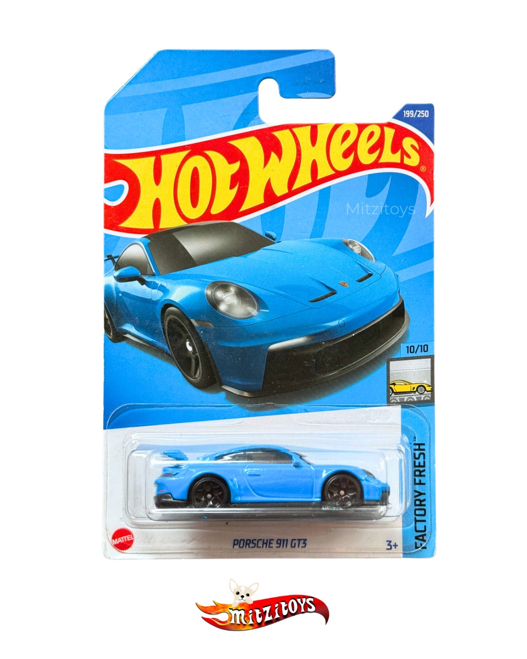 Porsche 911 GT3 Azul (199/250) (10/10) - Factory Fresh - Hot Wheels básico