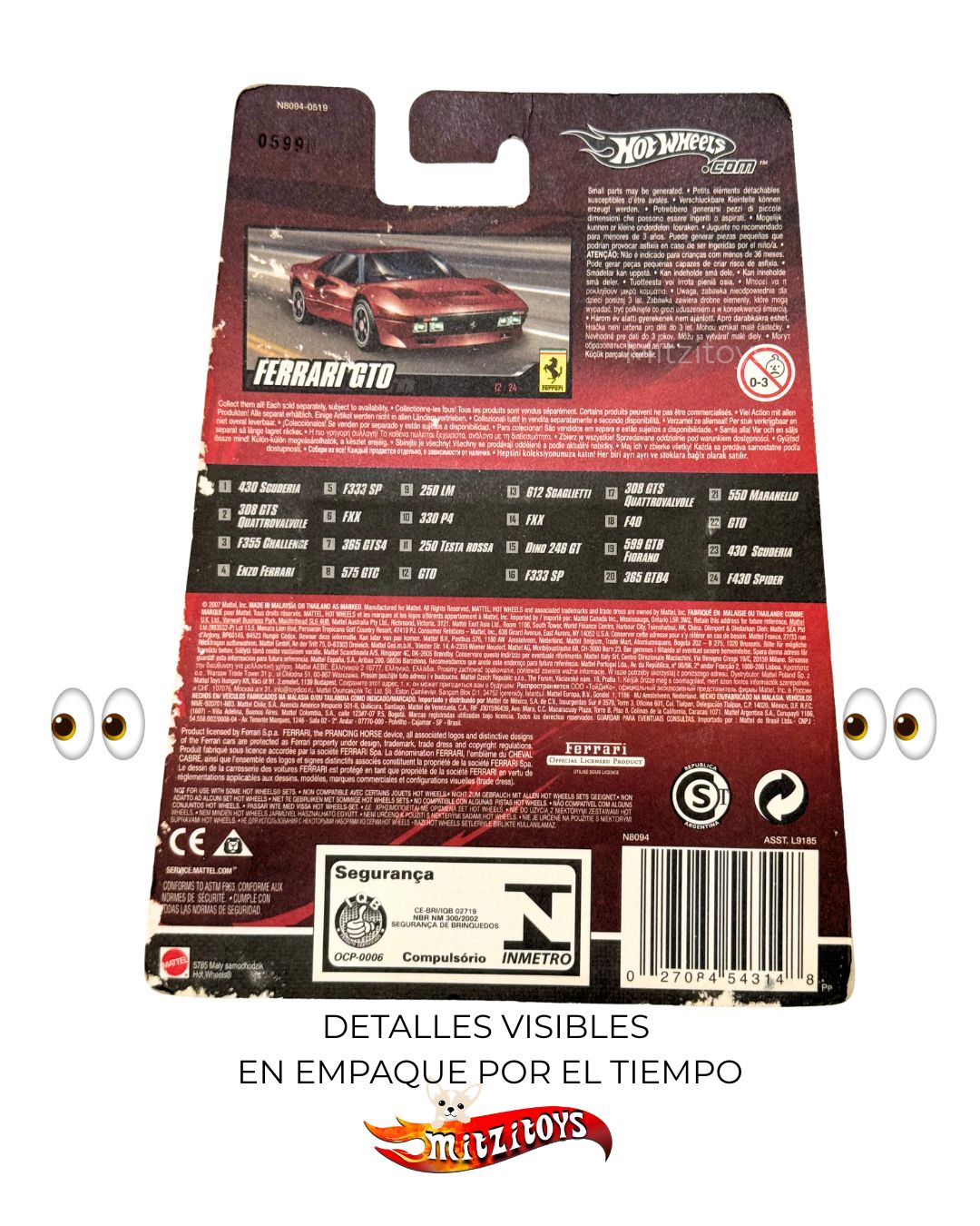Ferrari GTO (12/24) ( Detalle)- Ferrari Racer - Hot Wheels