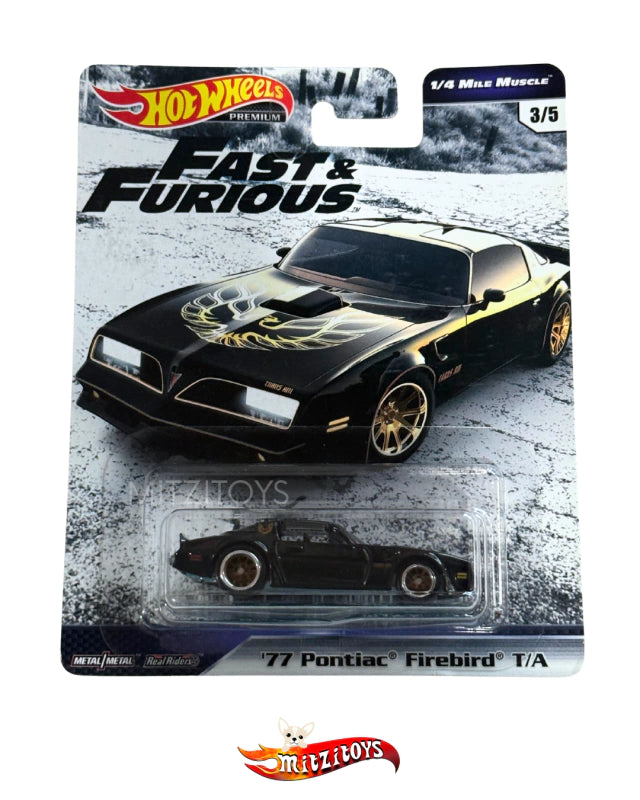'77 Pontiac Firebird T/A - Hot Wheels Premium Fast & Furious: 1/4 Mile Muscle (3/5) - Black/Gold
