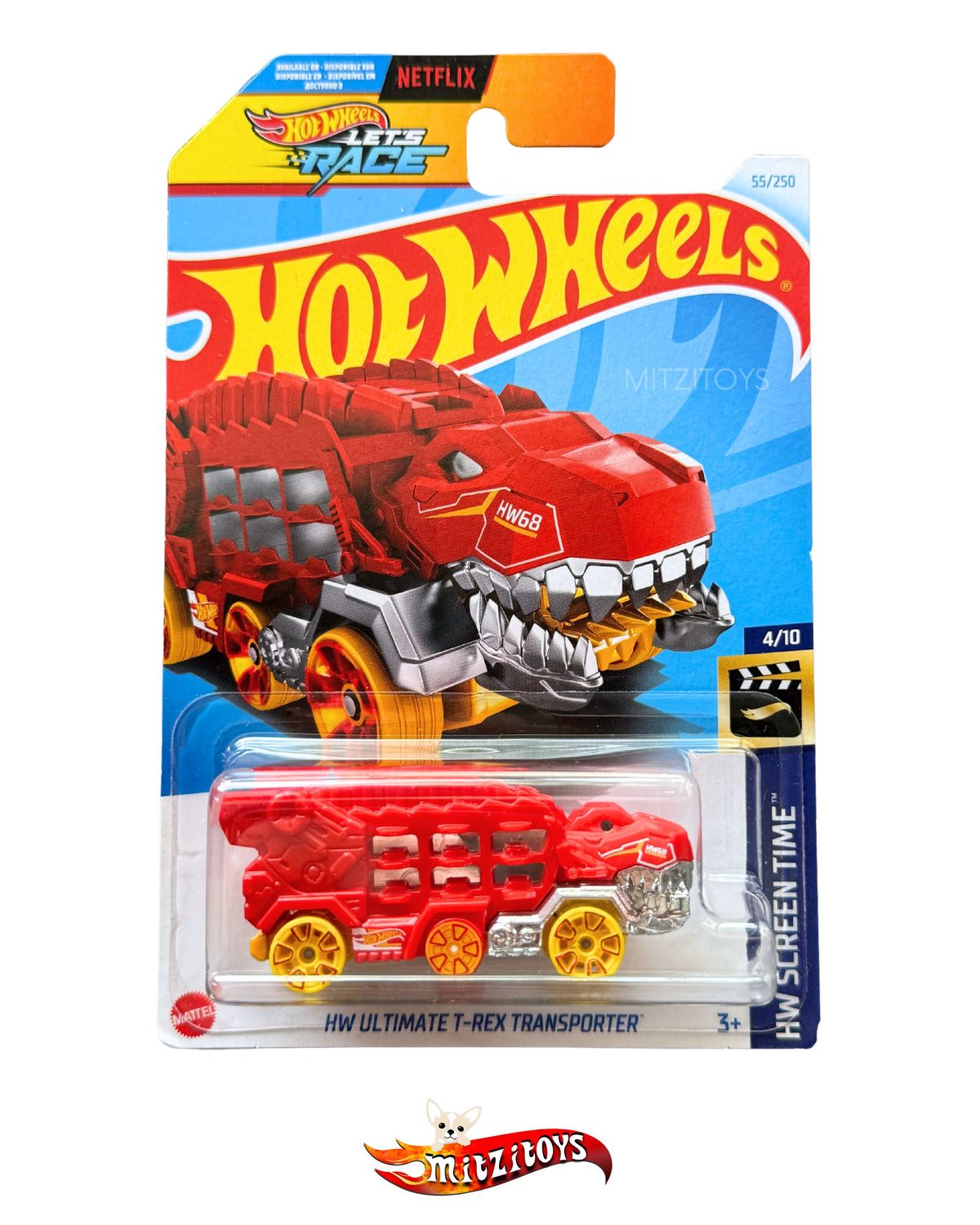 HW Ultimate T-Rex Transporter Red 55/250 (4/10) - HW Screen Time - Hot Wheels Básico