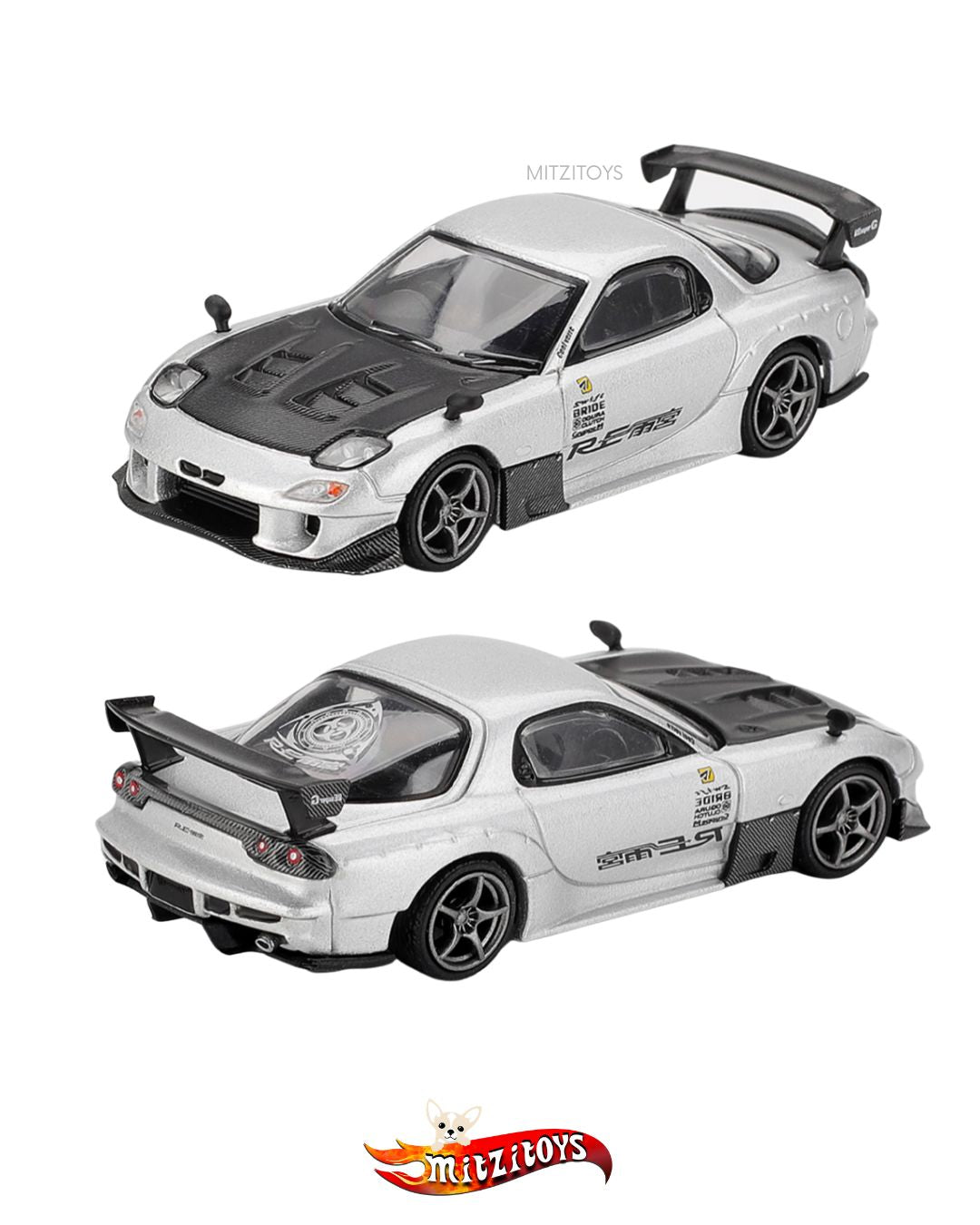 Mazda RX7 RE-Amemiya Silver Metallic (#1106) - Mini GT 1:64