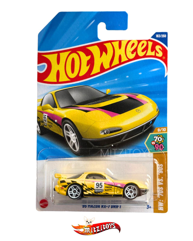 '95 Mazda RX7 Drift Amarillo, HW: '70s vs. '90s 9/10; Hot Wheels