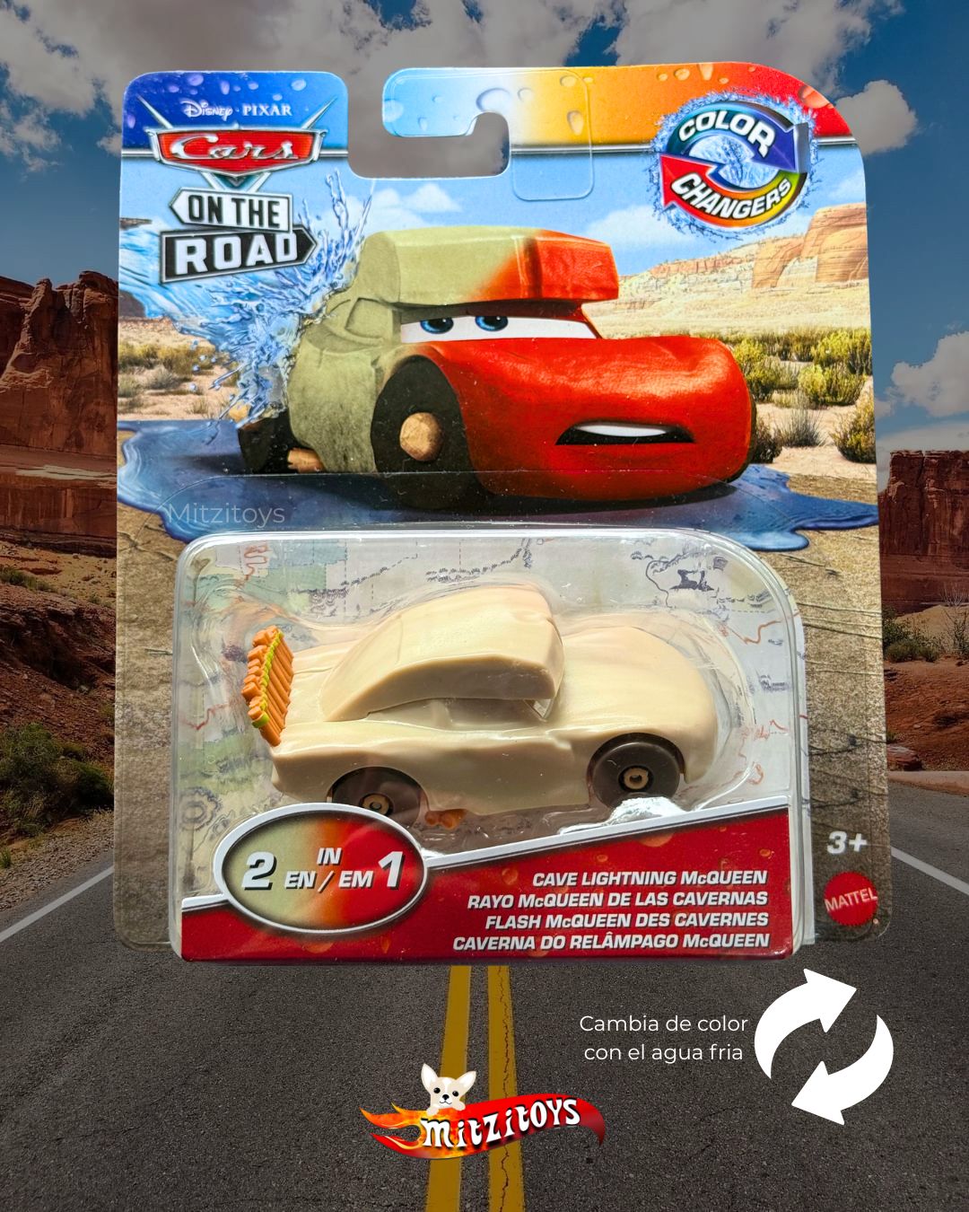 Lightning McQueen (Rayo McQueen de las Cavernas) - Disney Pixar Cars On The Road (Color Changers)