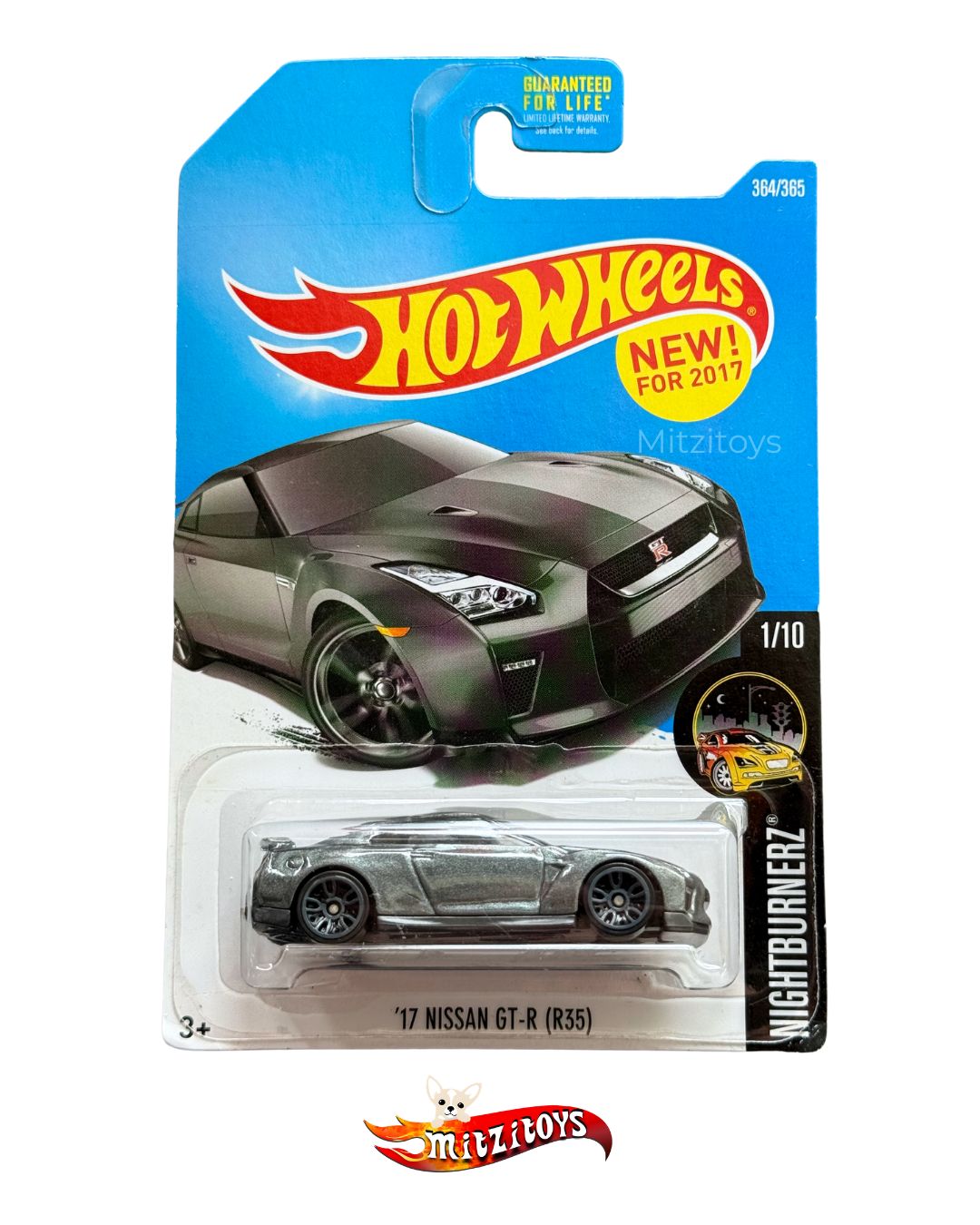 '17 Nissan GT-R R35 (1/10) - Nightburnerz (364/365) - Hot Wheels básico