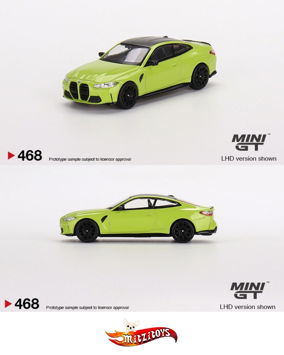 BMW M4 Competition San Paulo Yellow / MiJo Exclusives (Limited 1 of 1800) - Mini GT 1:64