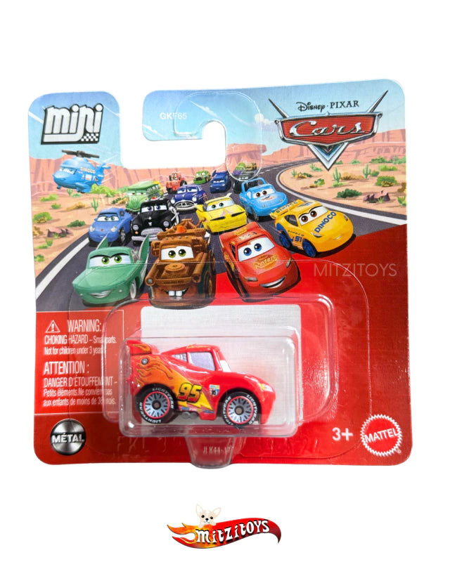 Lightning McQueen Mini Racers Llantas Gris con Rojo - Disney Pixar Cars - Mattel Metal
