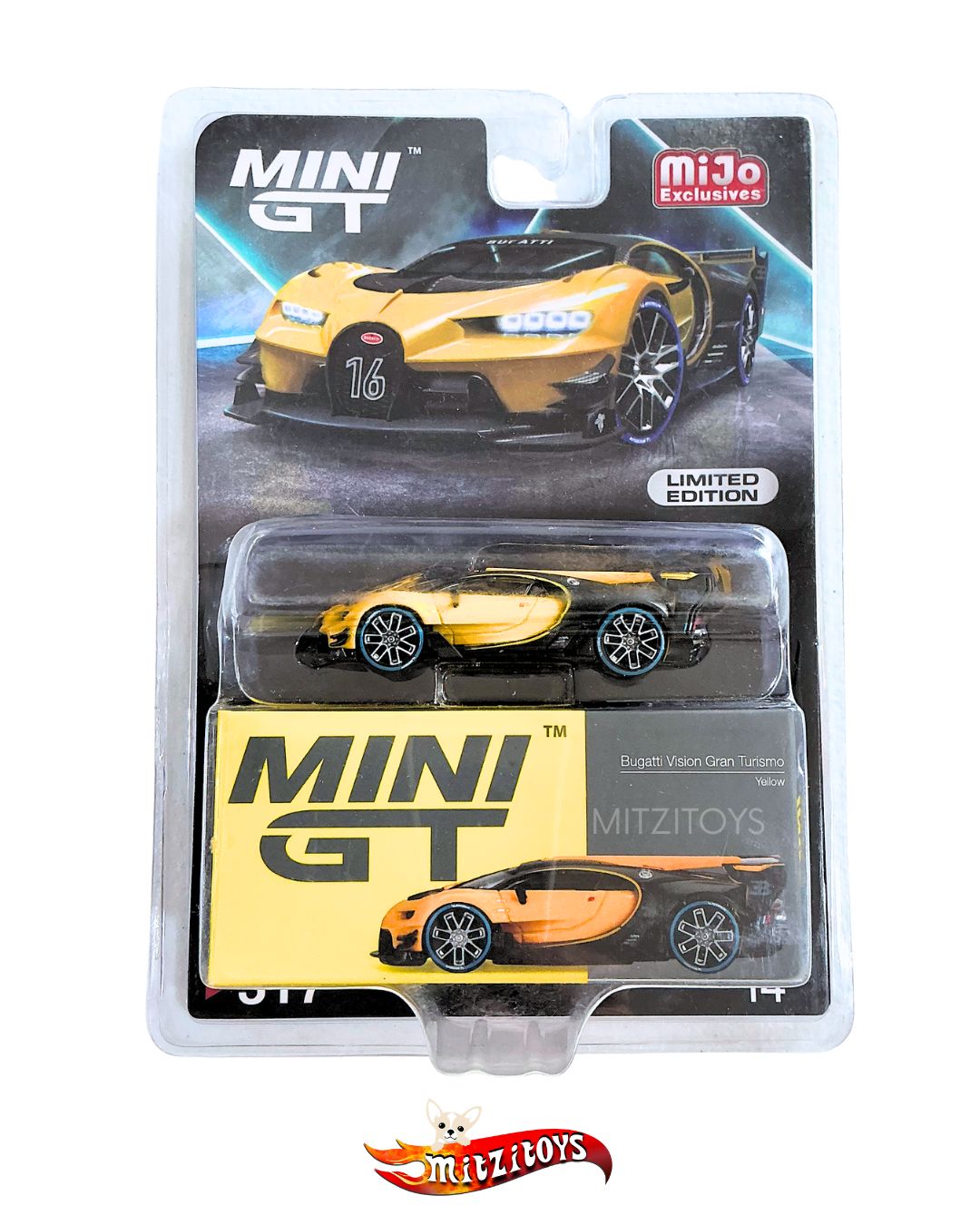 Bugatti Vision Gran Turismo Yellow (Detalle) (Mijo Exclusives) - Mini GT 1:64 (#317)