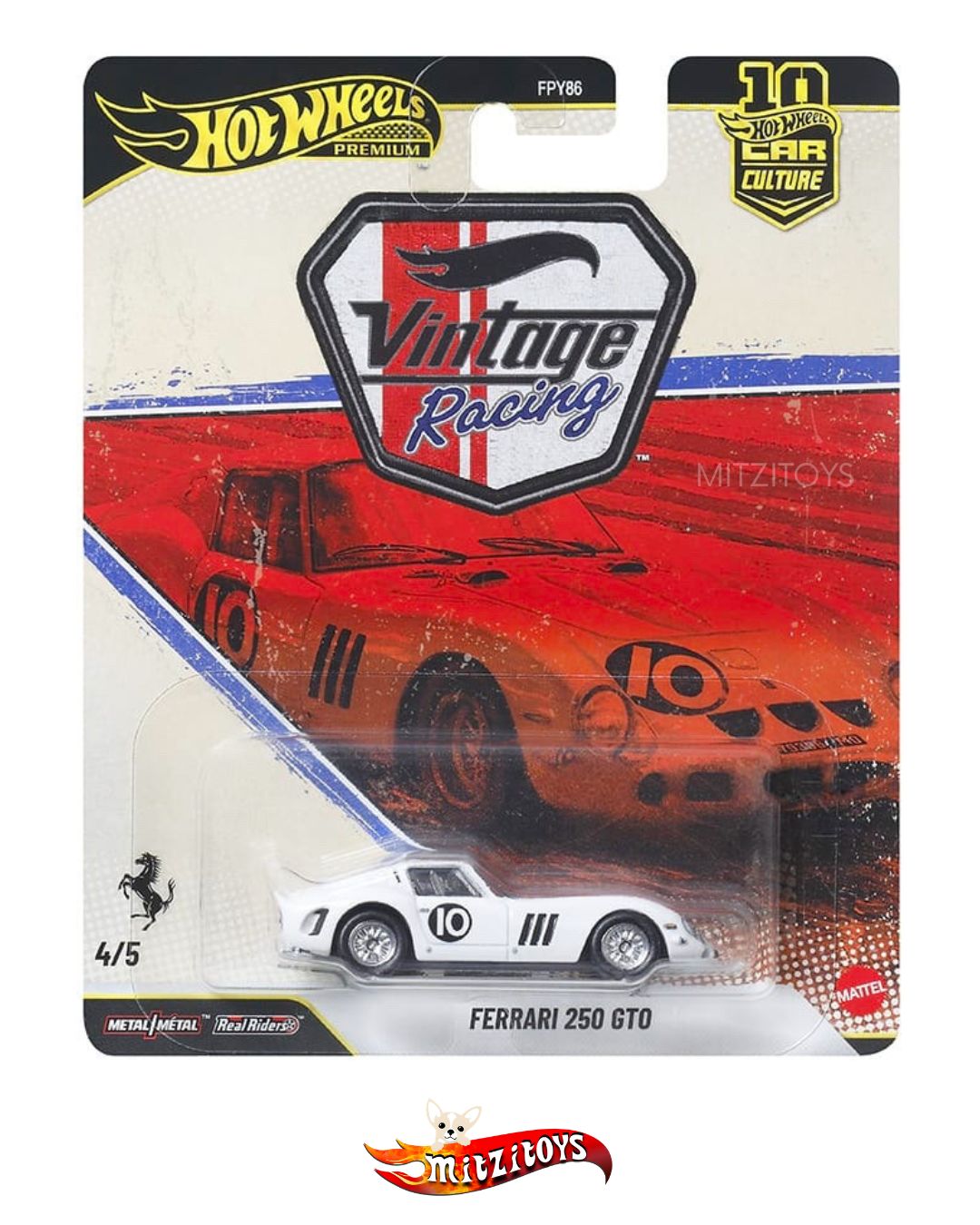 Ferrari 250 GTO #10 - Hot Wheels Premium Car Culture Vintage Racing 4/5