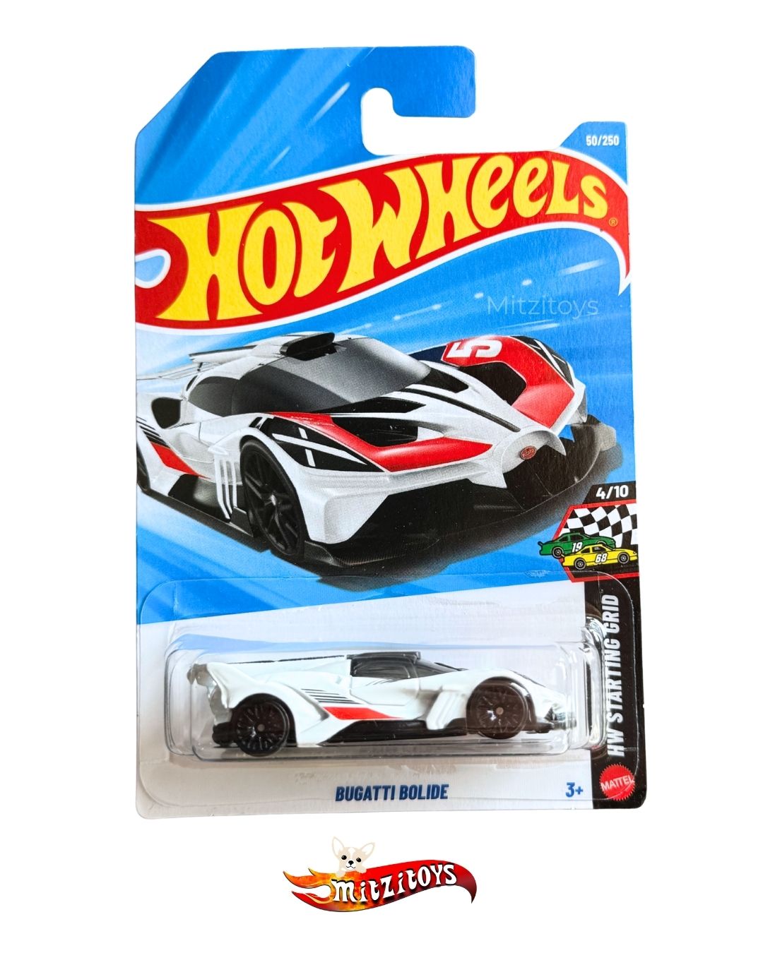 Bugatti Bolide Blanco -Negro Red 50/250 - Hot Wheels básico