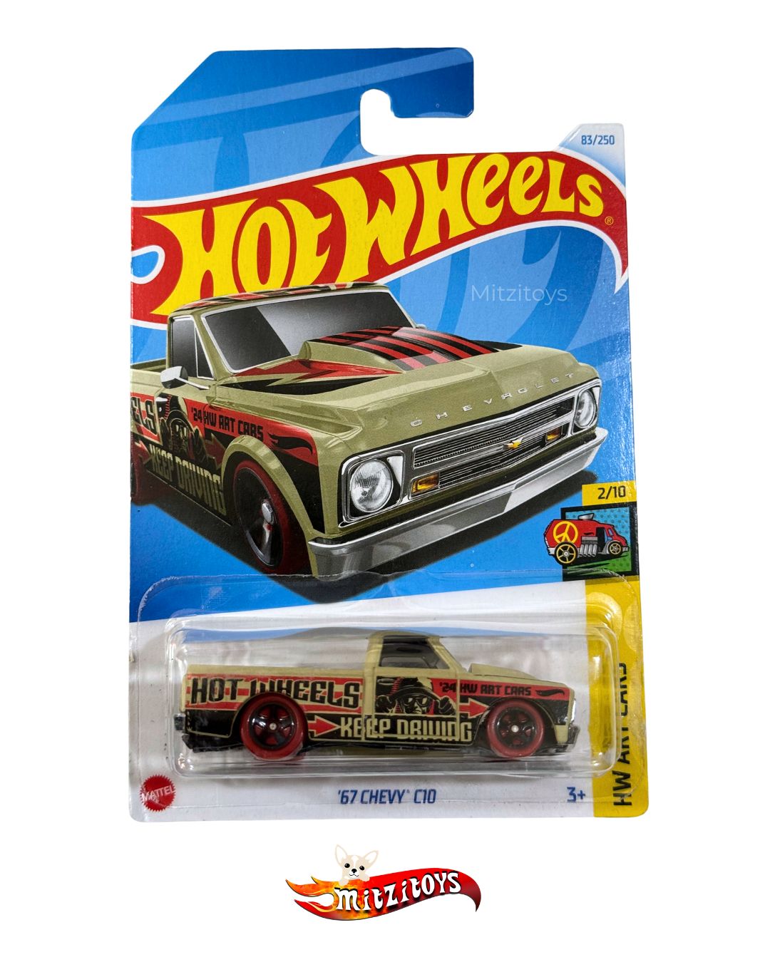 '67 Chevy C10 (83/250) (2/10) - HW Art Cars - Hot Wheels básico