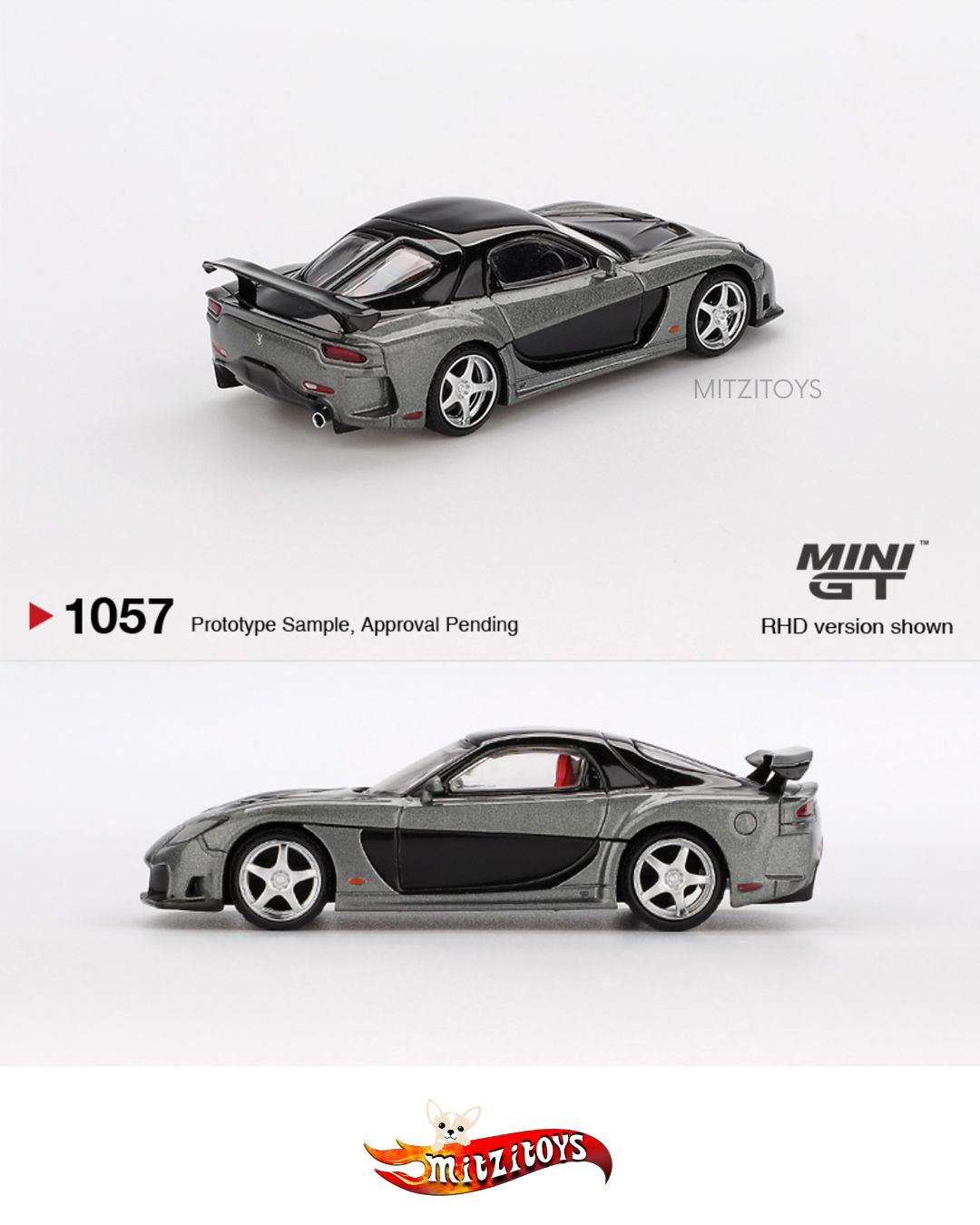 Mazda RX7 VeilSide Fortune7 Grey (#1057) - Mini GT 1:64
