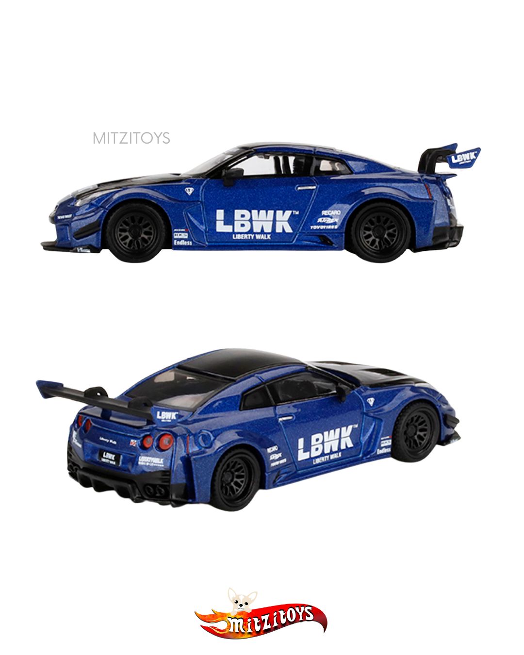 LB-Silhouette WORKS GT Nissan GTR R35GT-RR LBWK Blue (#299) - Mini GT 1:64