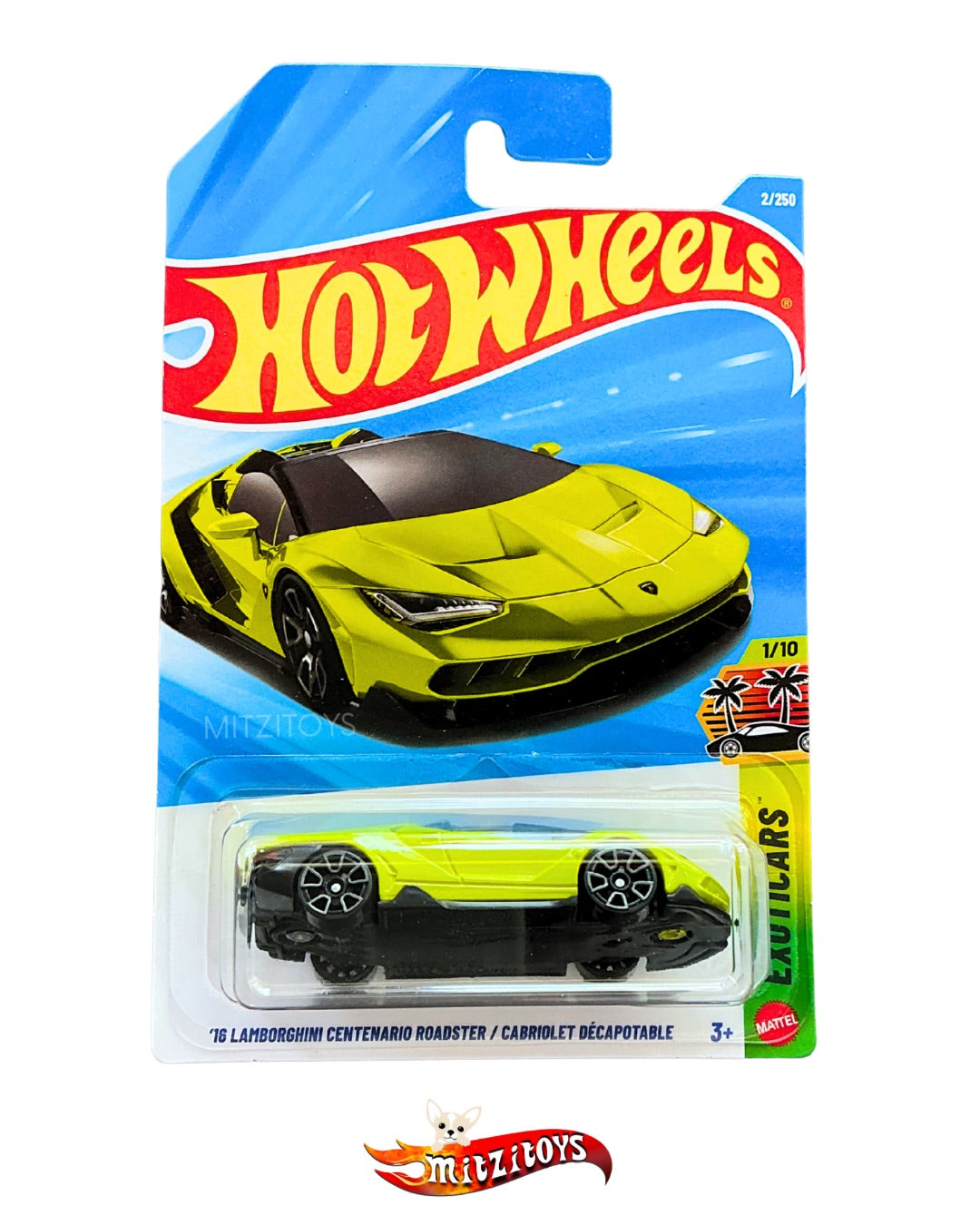 '16 Lamborghini Centenario Roadster Yellow / HW Exotics 1/10 (2/250) - Hot Wheels