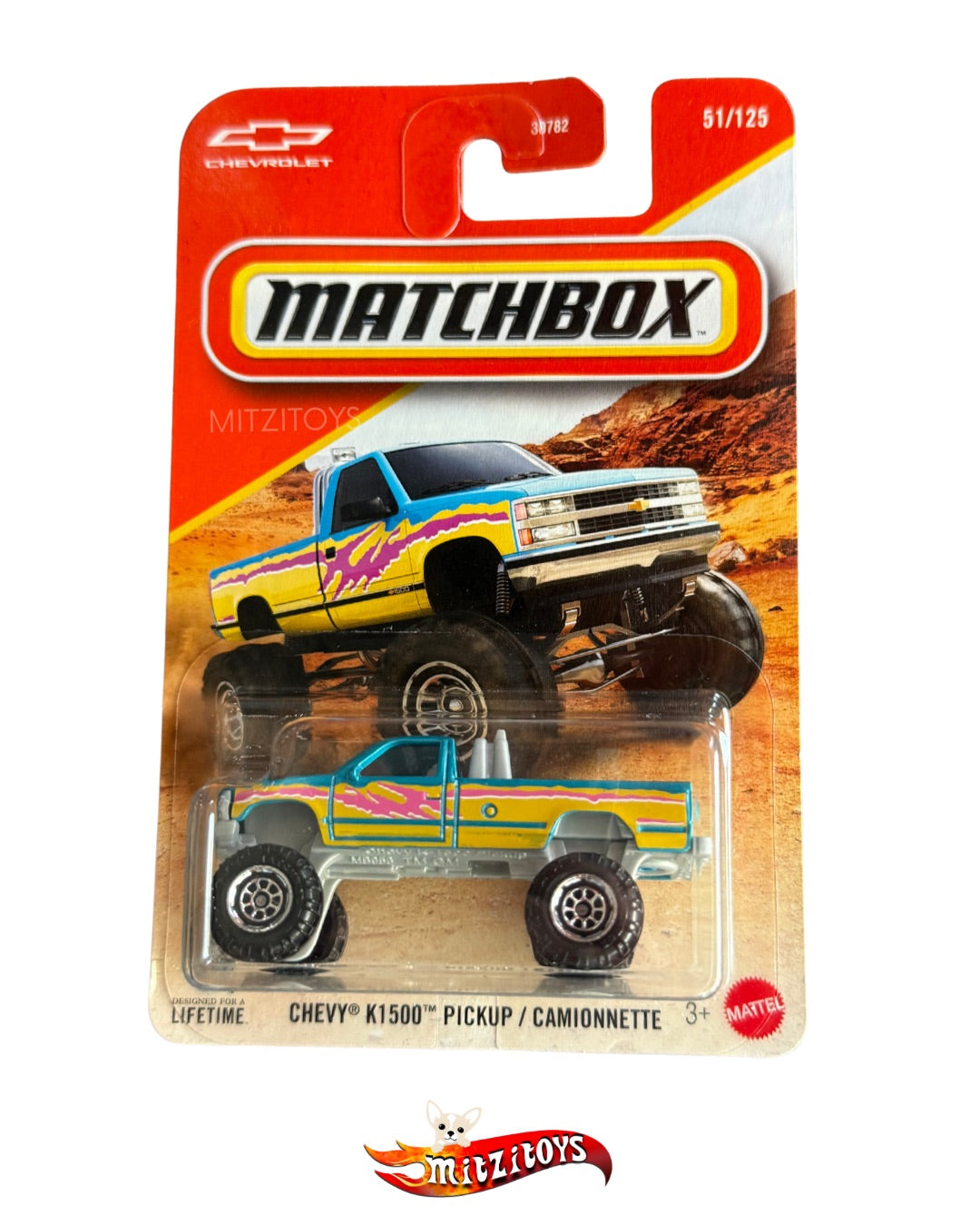 Chevy K1500 Pickup Teal & Yellow (51/125) - Matchbox