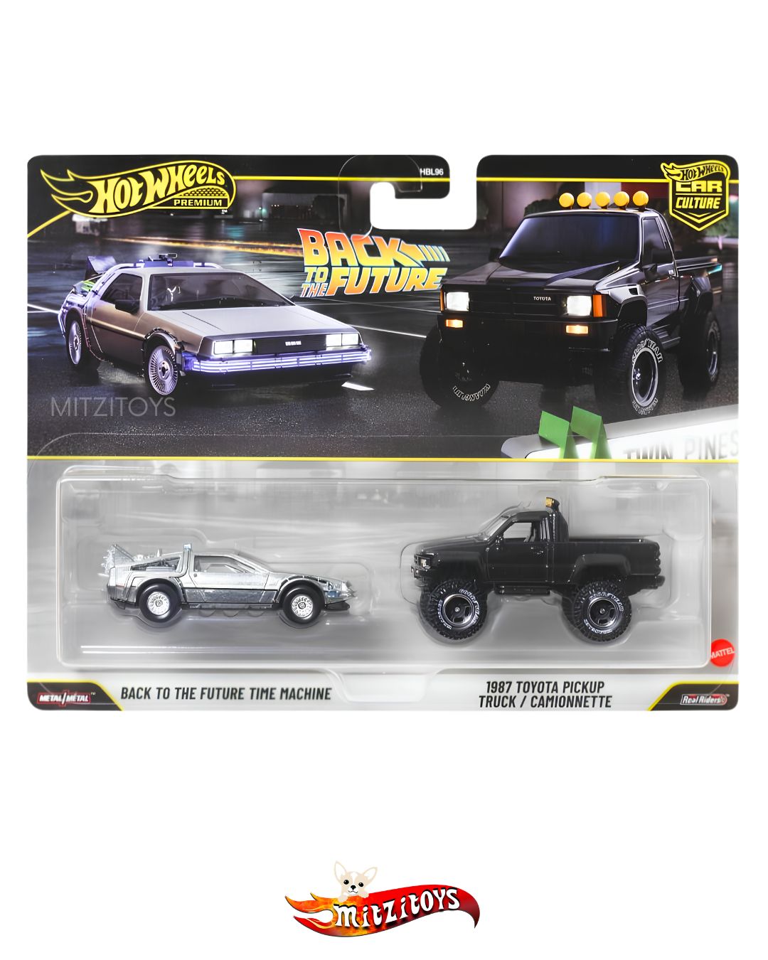 Back to the Future Time Machine & 1987 Toyota Pickup Truck (2-Pack) - Car Culture - Hot Wheels Premium