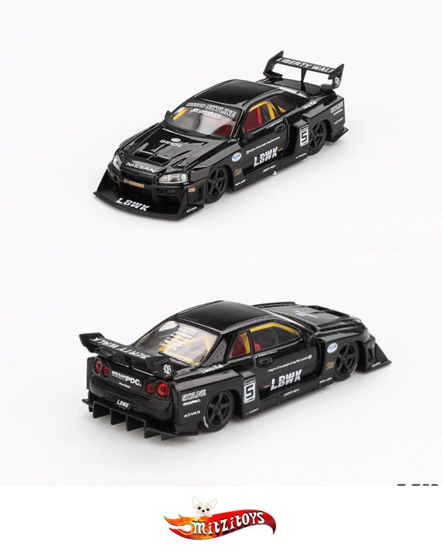 Nissan LB-ER34 Super Silhouette Skyline Black - Mini GT 1:64 (#044)