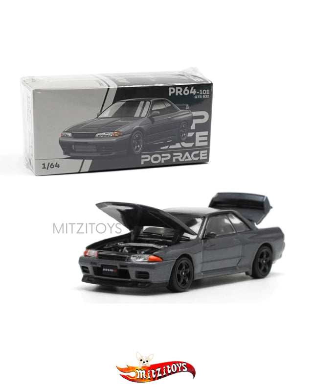 Nissan Skyline GT-R (R32) - Pop Race 1:64 (Dark Grey Metallic)