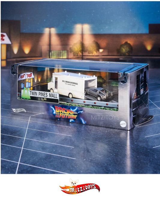 HOT WHEELS SDCC EXCLUSIVE - BACK TO THE FUTURE: TWIN PINES MALL DIORAMA SET!