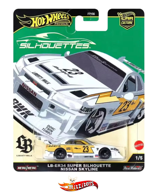 LBWK GTR R34 Super Silhouette Nissan Skyline - Hot Wheels Premium- Car Culture Silhouettes 1/5