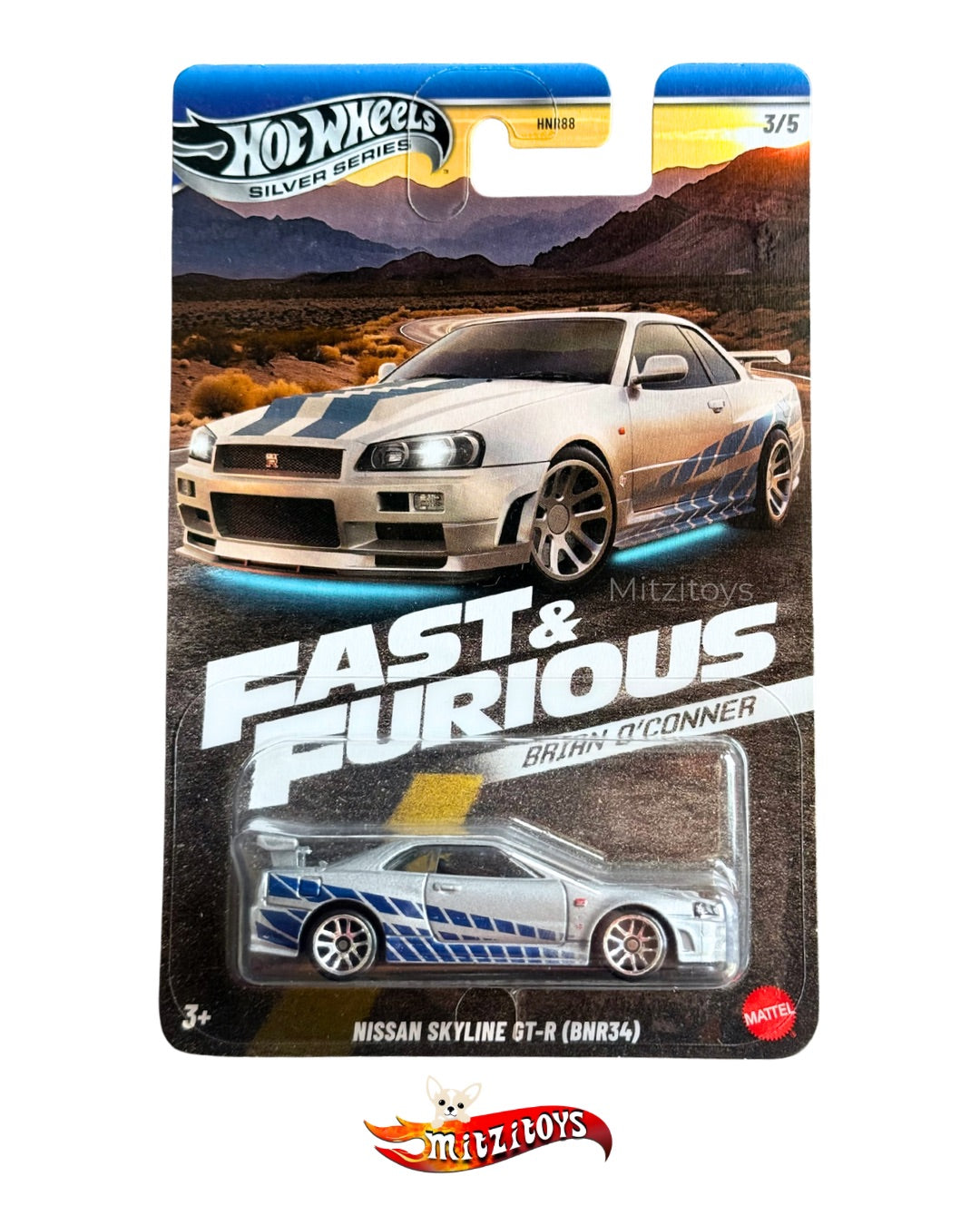 Nissan Skyline GT-R R34- Fast & Furious (Brian O'Conner) (3/5) - Hot Wheels Silver Series 