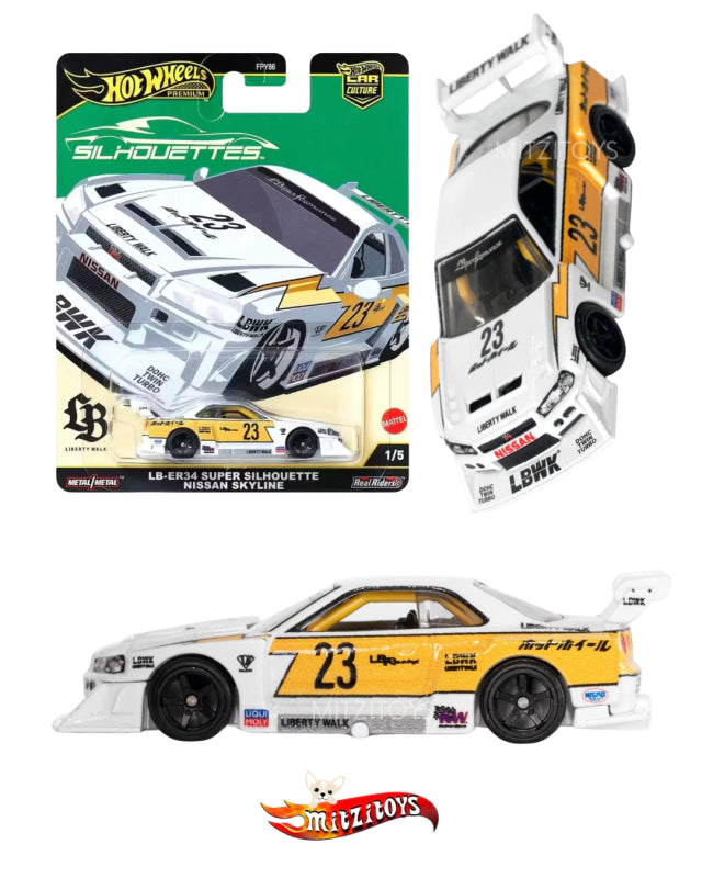 LBWK GTR R34 Super Silhouette Nissan Skyline - Hot Wheels Premium- Car Culture Silhouettes 1/5