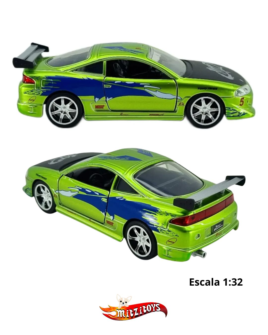 Brian's Mitsubishi Eclipse Fast & Furious Candy Finish (Escala 1:32) - Jada Toys