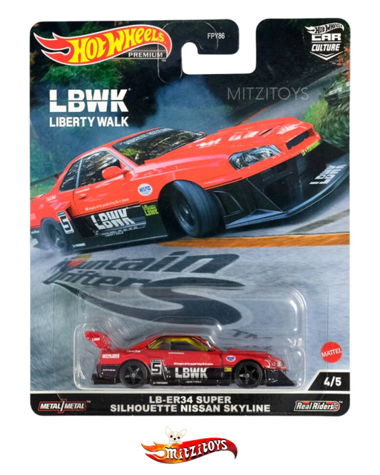 LBWK GTR R34 Super Silhouette Nissan Skyline - Hot Wheels Premium - Mountain Drifters 4/5