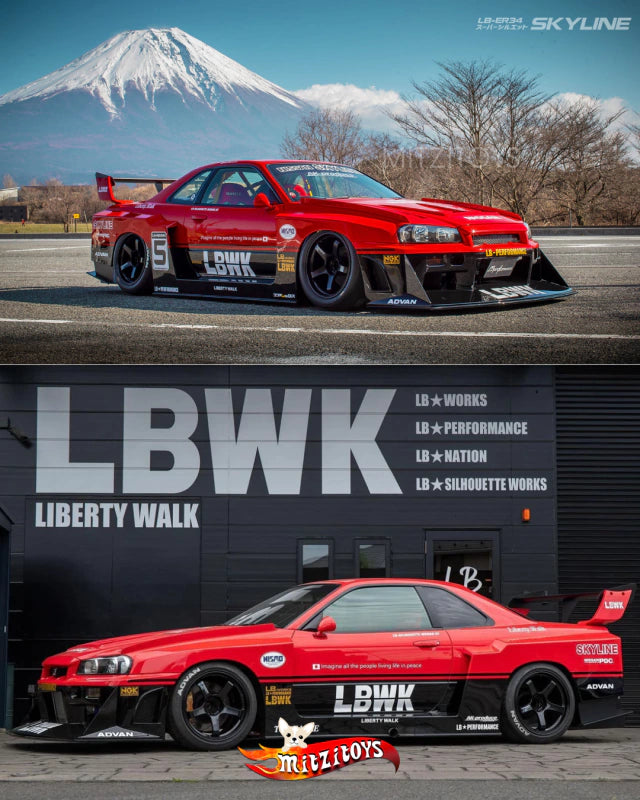 LBWK GTR R34 Super Silhouette Nissan Skyline - Hot Wheels Premium - Mountain Drifters 4/5