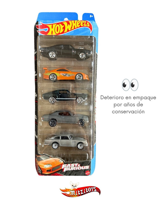 Fast & Furious 5-Pack; Multicolor Hot Wheels Básico (Deterioro en Empaque por Años de Conservación)