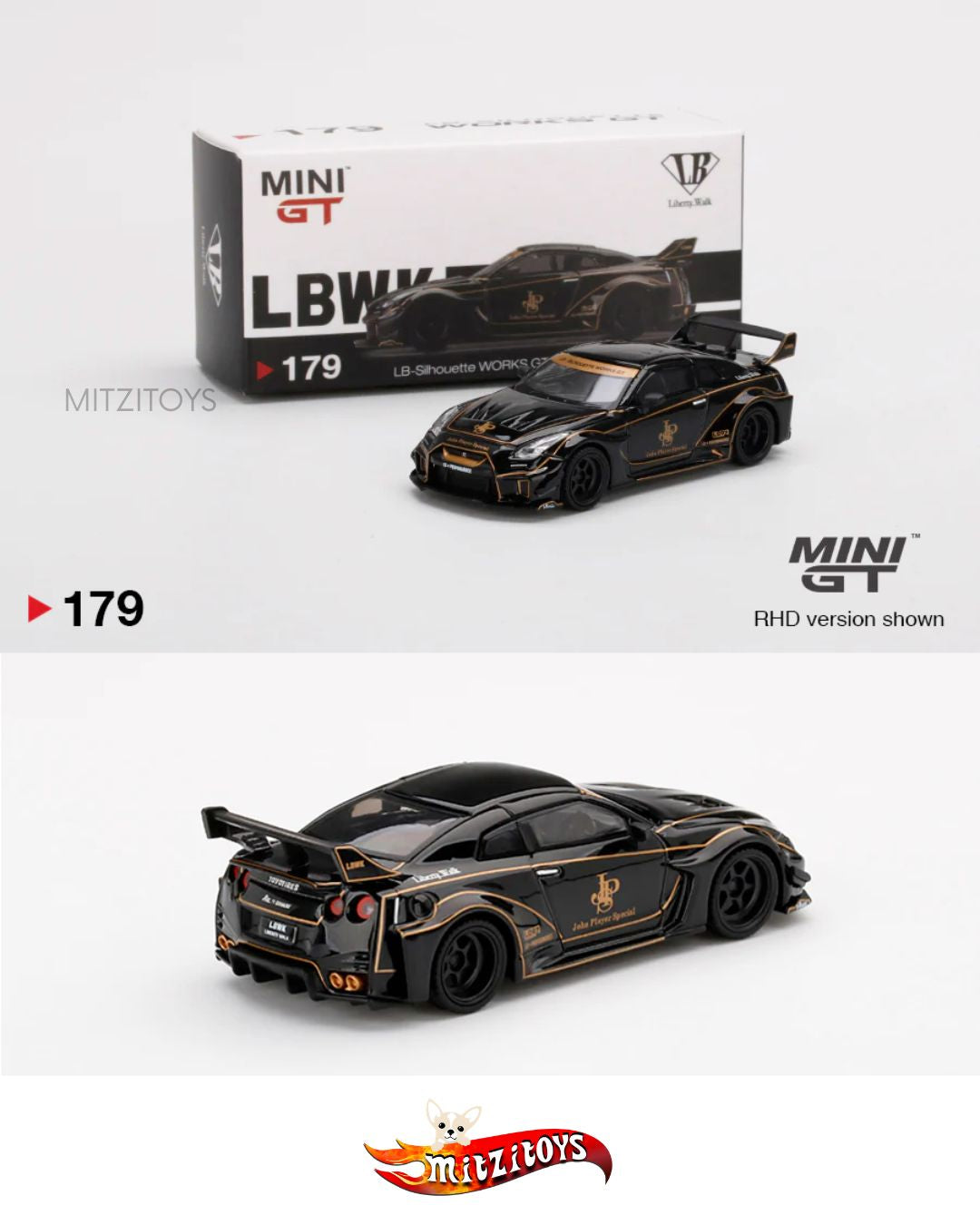 LB-Silhouette WORKS GT Nissan GTR R35 JPS (Nº 179) - USA Exclusive - Mini GT 1:64