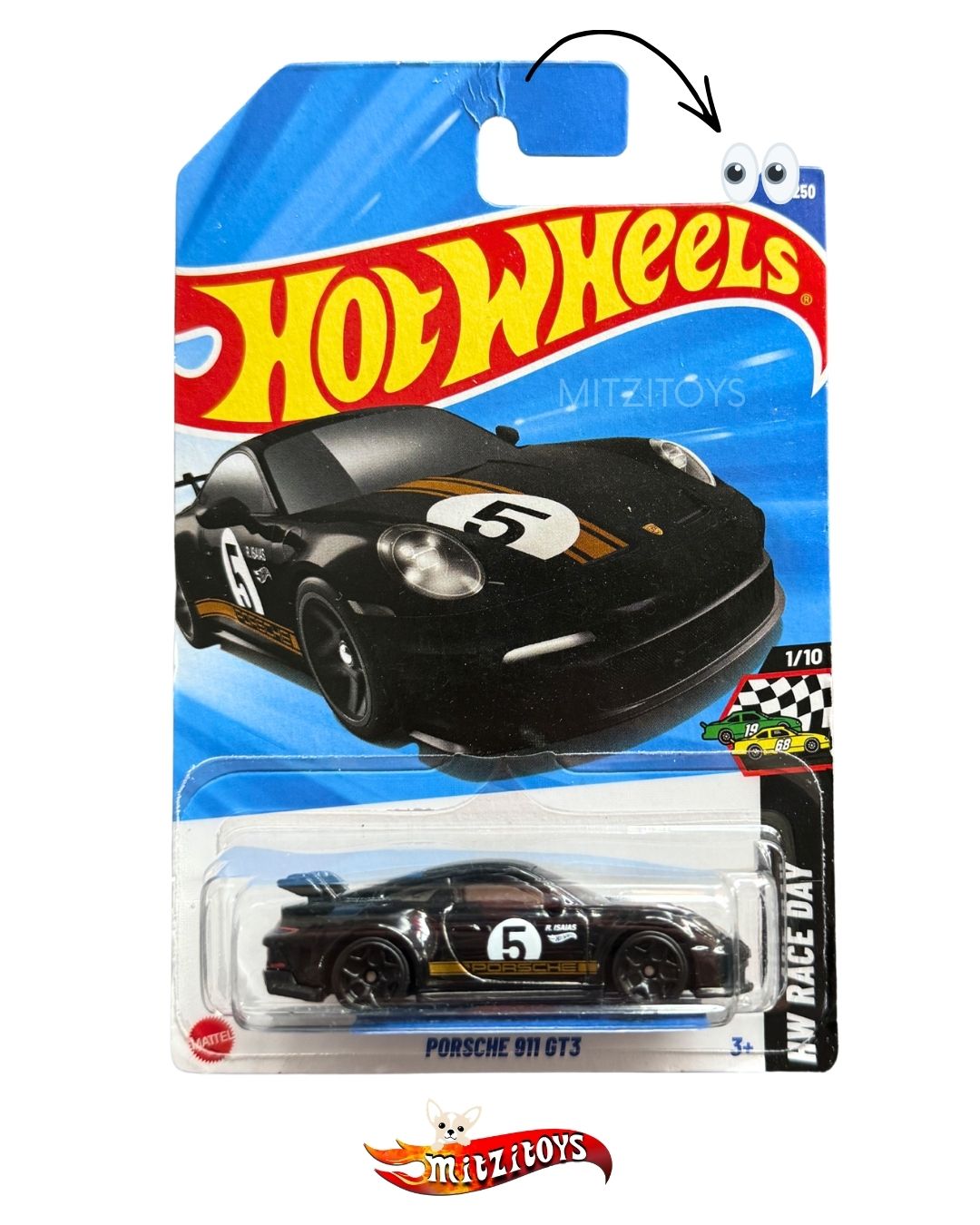 Porsche 911 GT3 Negro #5 Detalle - Hot Wheels Basico