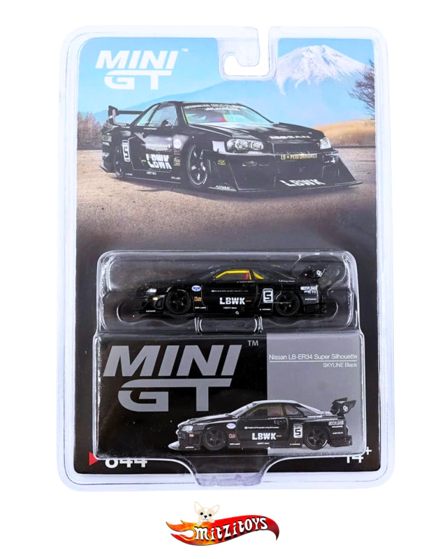 Nissan LB-ER34 Super Silhouette Skyline Black - Mini GT 1:64 (#044)