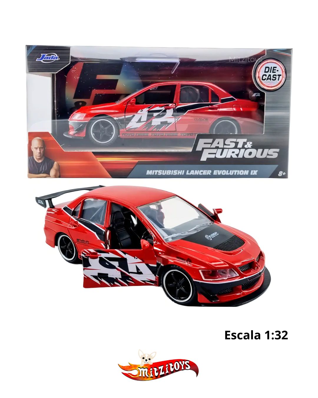 Mitsubishi Lancer Evolution IX Fast & Furious (Escala 1:32) - Jada Toys
