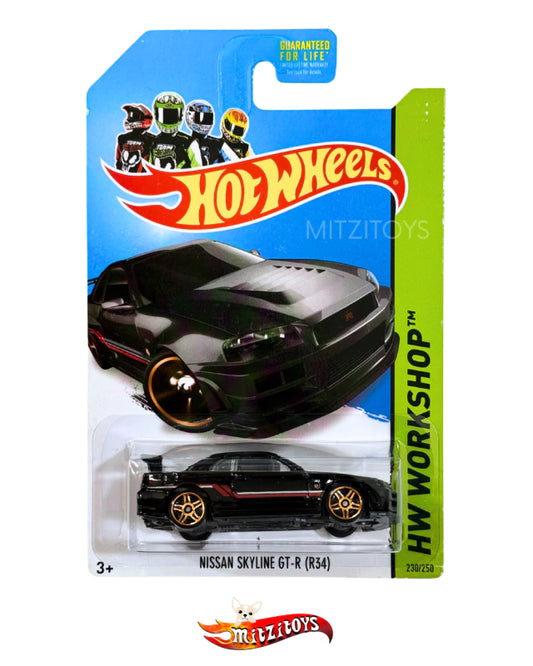 Nissan Skyline GT-R (R34) - Hot Wheels HW Workshop (230/250) - Negro Linea Roja