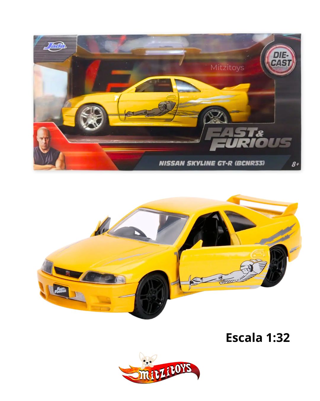 Leon's Nissan Skyline GT-R (BCNR33) Fast & Furious (Escala 1:32) - Jada Toys