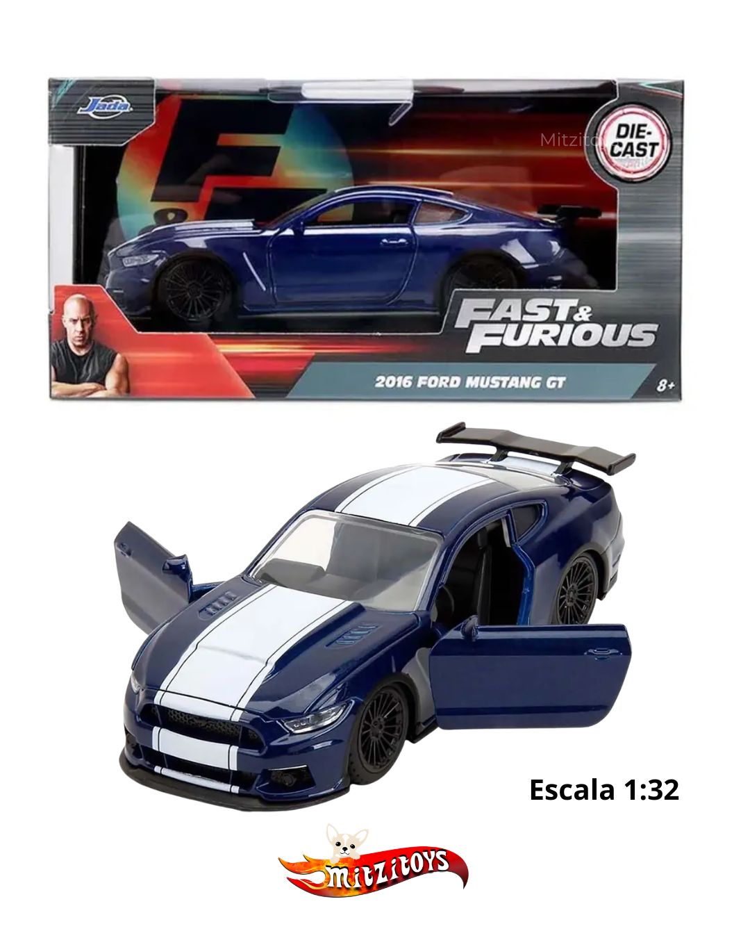 2016 Ford Mustang GT Fast & Furious (Escala 1:32) - Jada Toys