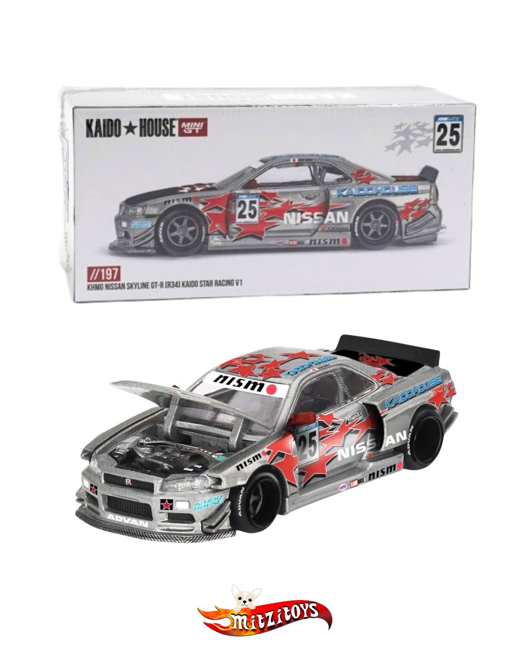 Nissan Skyline GT-R R34 Kaido Star Racing V1 (#197) - Kaido House x Mini GT