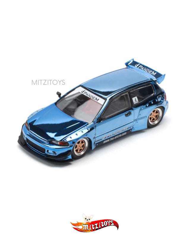 Pandem Civic EG6 Blue Chrome - Pop Race (PR64-206)