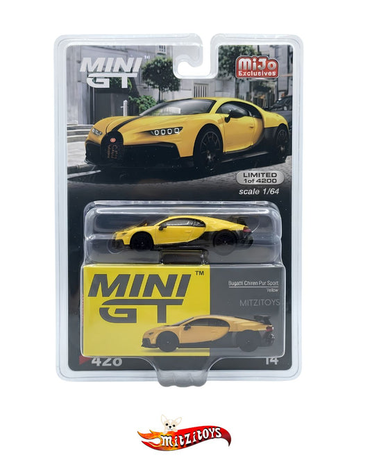 Bugatti Chiron Pur Sport Yellow / MiJo Exclusives (Limited 1 of 4200) - Mini GT 1:64