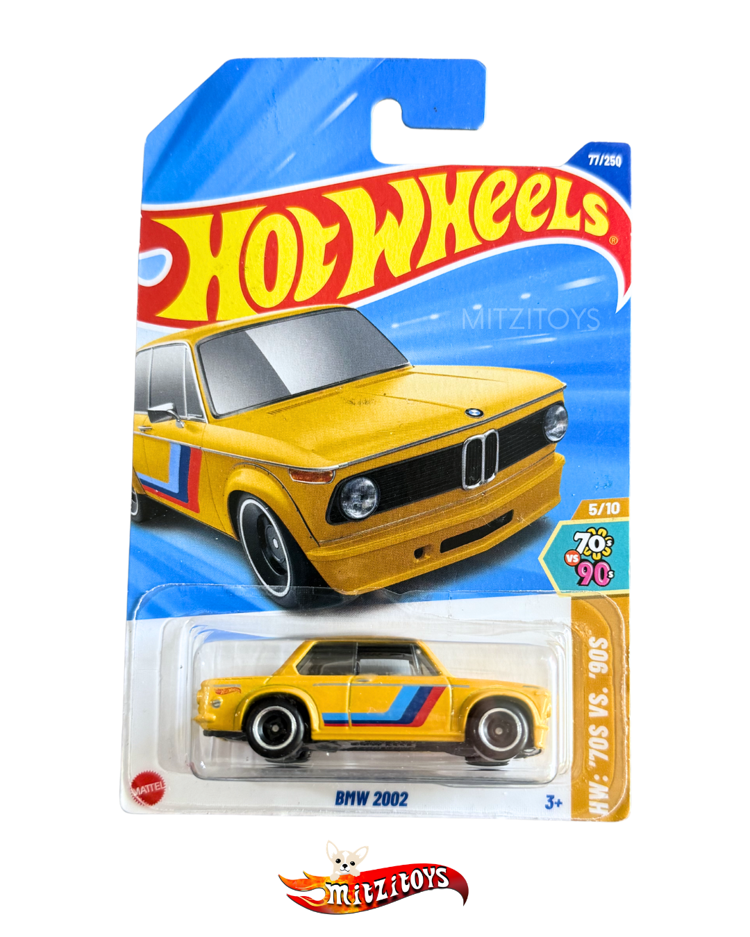 BMW 2002; Amarillo; #77/250; HW: '70s vs. '90s (5/10); Hot Wheels Básico