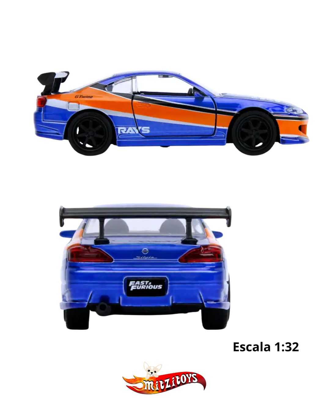 2001 Nissan Silvia S15 Fast & Furious (Escala 1:32) - Jada Toys