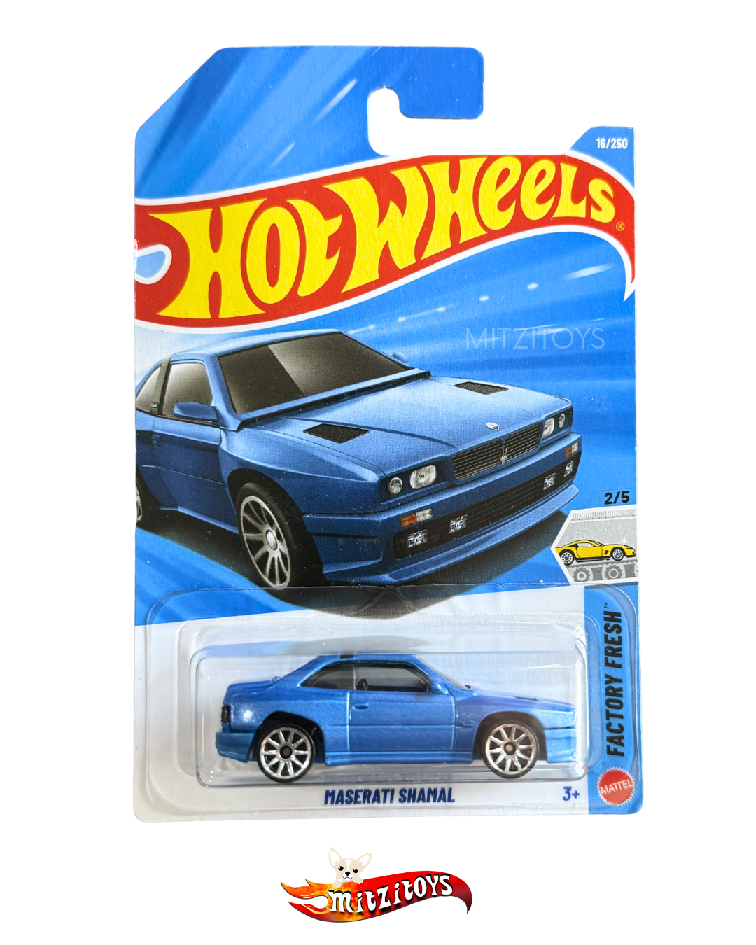 Maserati Shamal; Azul; #16/250; Factory Fresh (2/5); Hot Wheels Básico