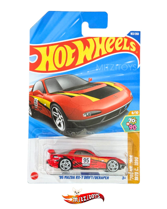 '95 Mazda RX7 Drift Rojo, HW: '70s vs. '90s 9/10; Hot Wheels