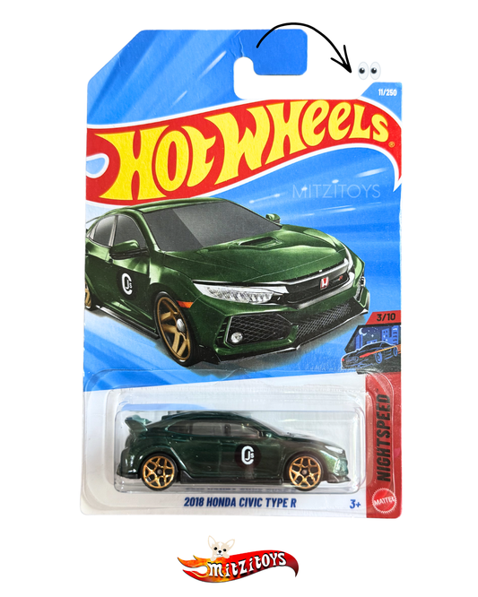 2018 Honda Civic Type R; Verde; #11/250; Nightburnerz (3/10); Hot Wheels Básico