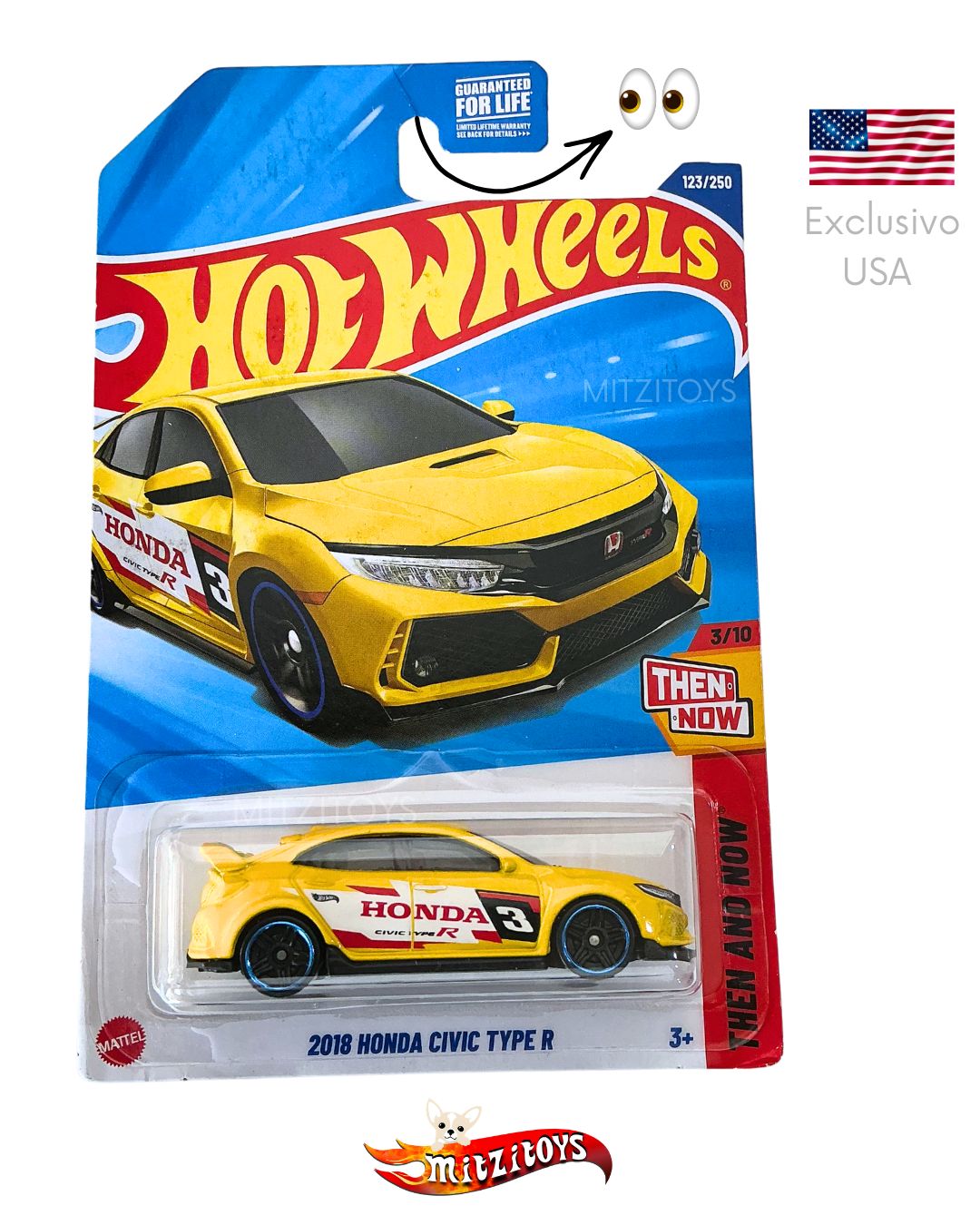 2018 Honda Civic Type R 3/10 - Then and Now (2020) - Hot Wheels Básicos Exclusivo Kroger (Detalle)