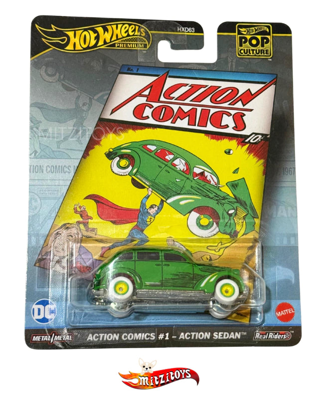 Action Sedan Superman- Hot Wheels Premium Action Comics - Pop Culture