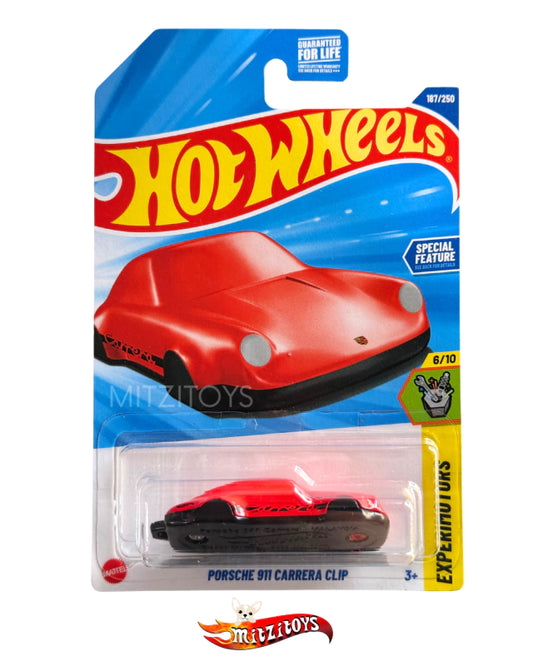 Porsche 911 Carrera Clip Llavero Rojo, Experimotors 6/10; Hot Wheels